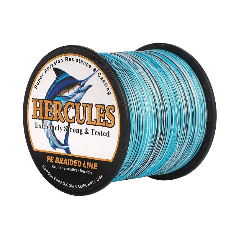 HERCULES Super Cast 300M 328 Yards Braided Fishing Line 80 LB Test for Saltwater Freshwater PE Braid Fish Lines Superline 8 Strands - Blue Camo, 80LB (36.3KG), 0.48MM - Image 1